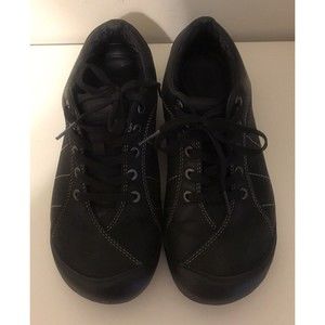 KEEN Women's Presidio Black Leather Walking Hiking Sneakers Shoes Size 7.5